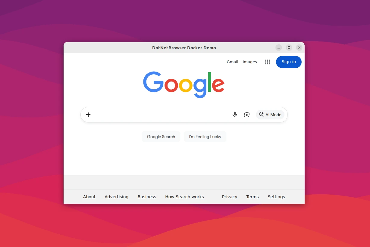 Avalonia app with DotNetBrowser running from a Docker container