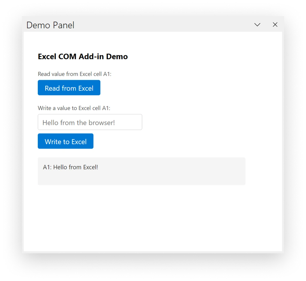 A custom task pane with DotNetBrowser inside
