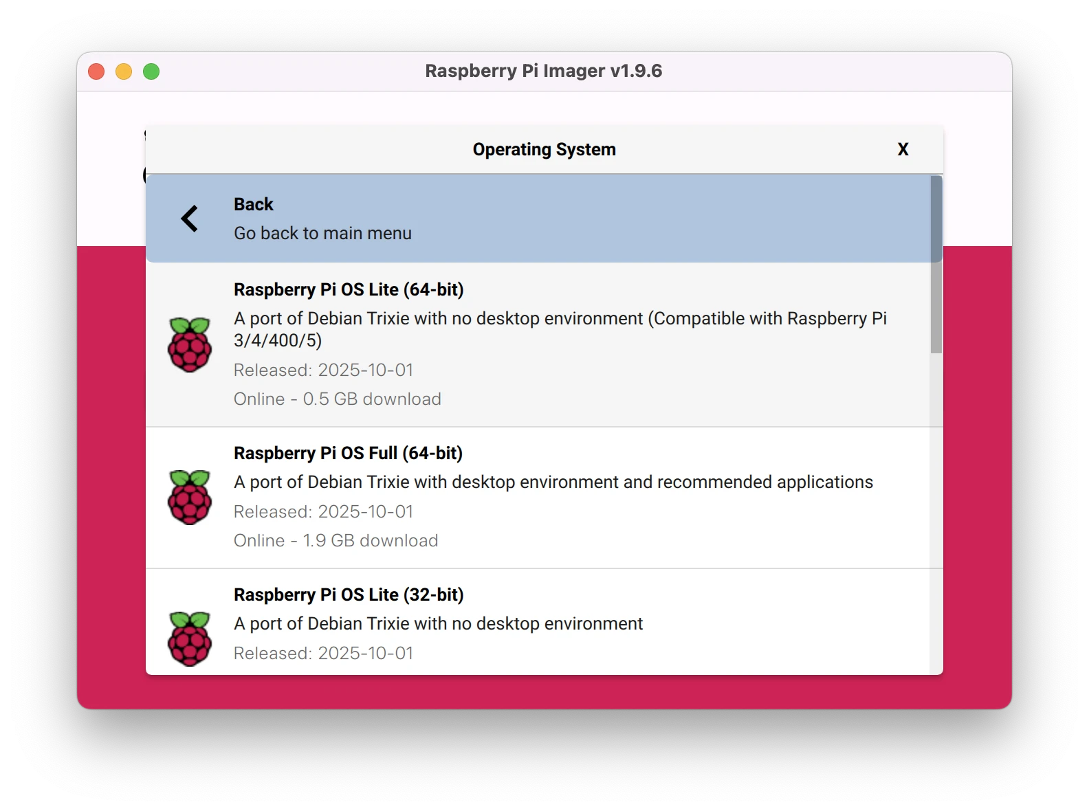Raspberry Pi OS Lite im offiziellen Imager.