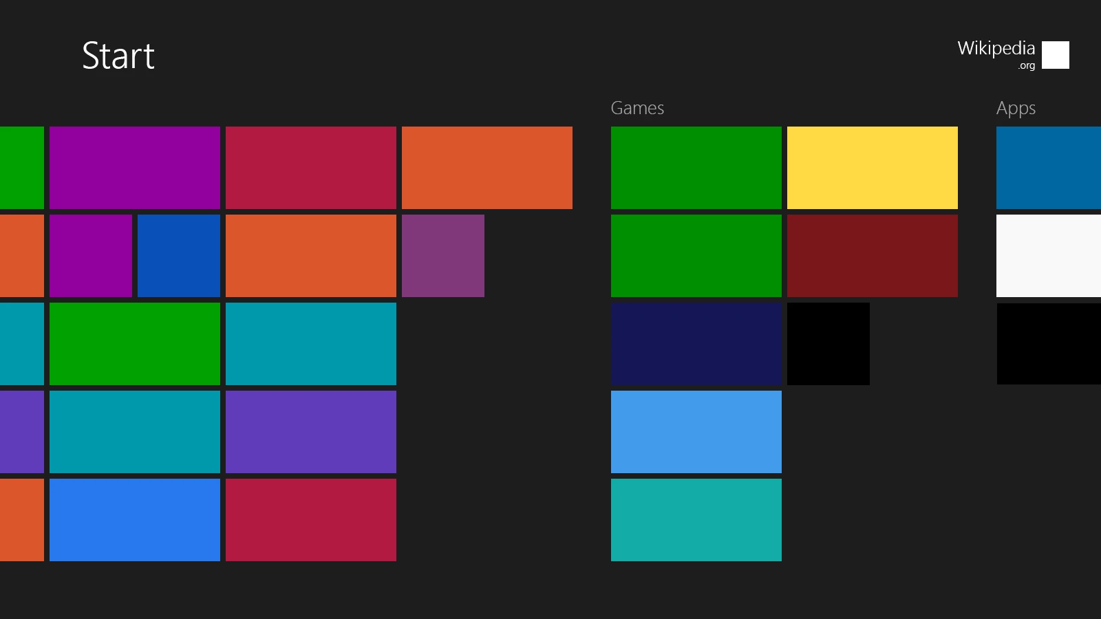 The start screen on Windows 8