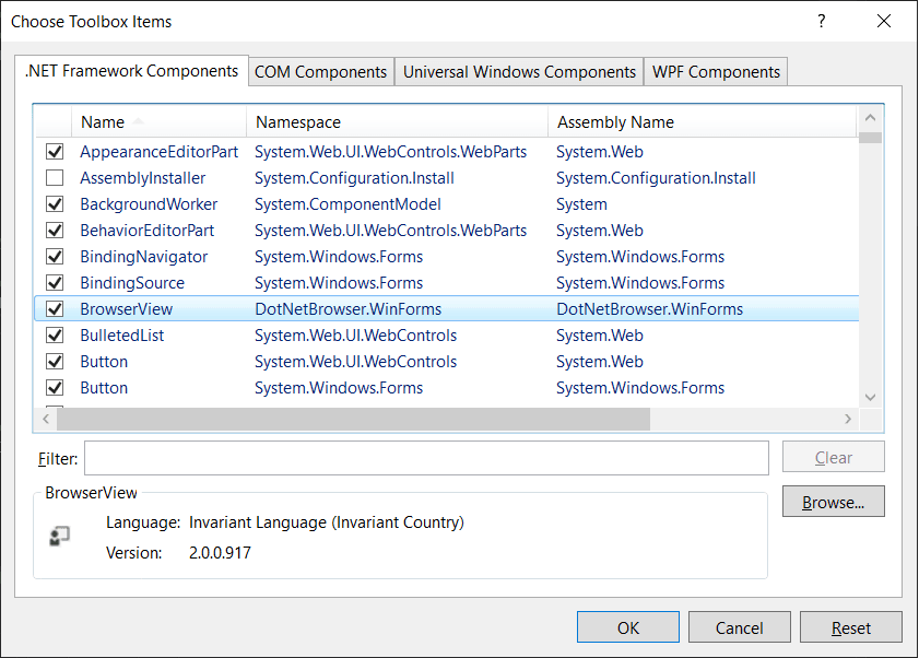 Select Framework Component