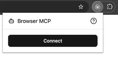 The Browser MCP extension popup