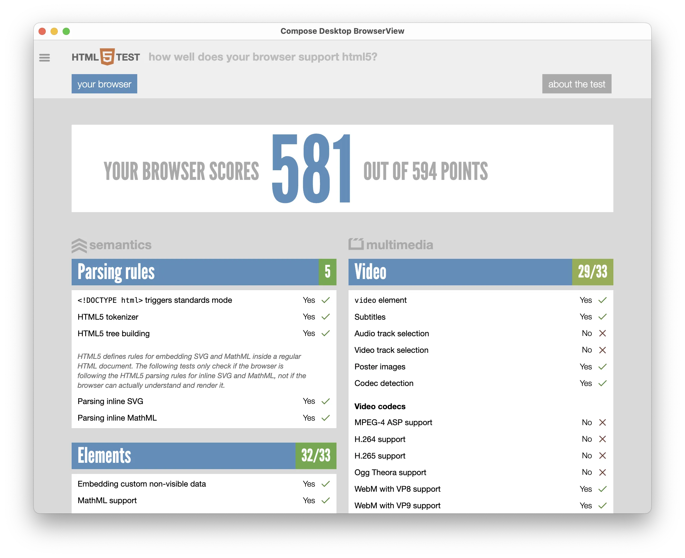 A browser view for Compose in action