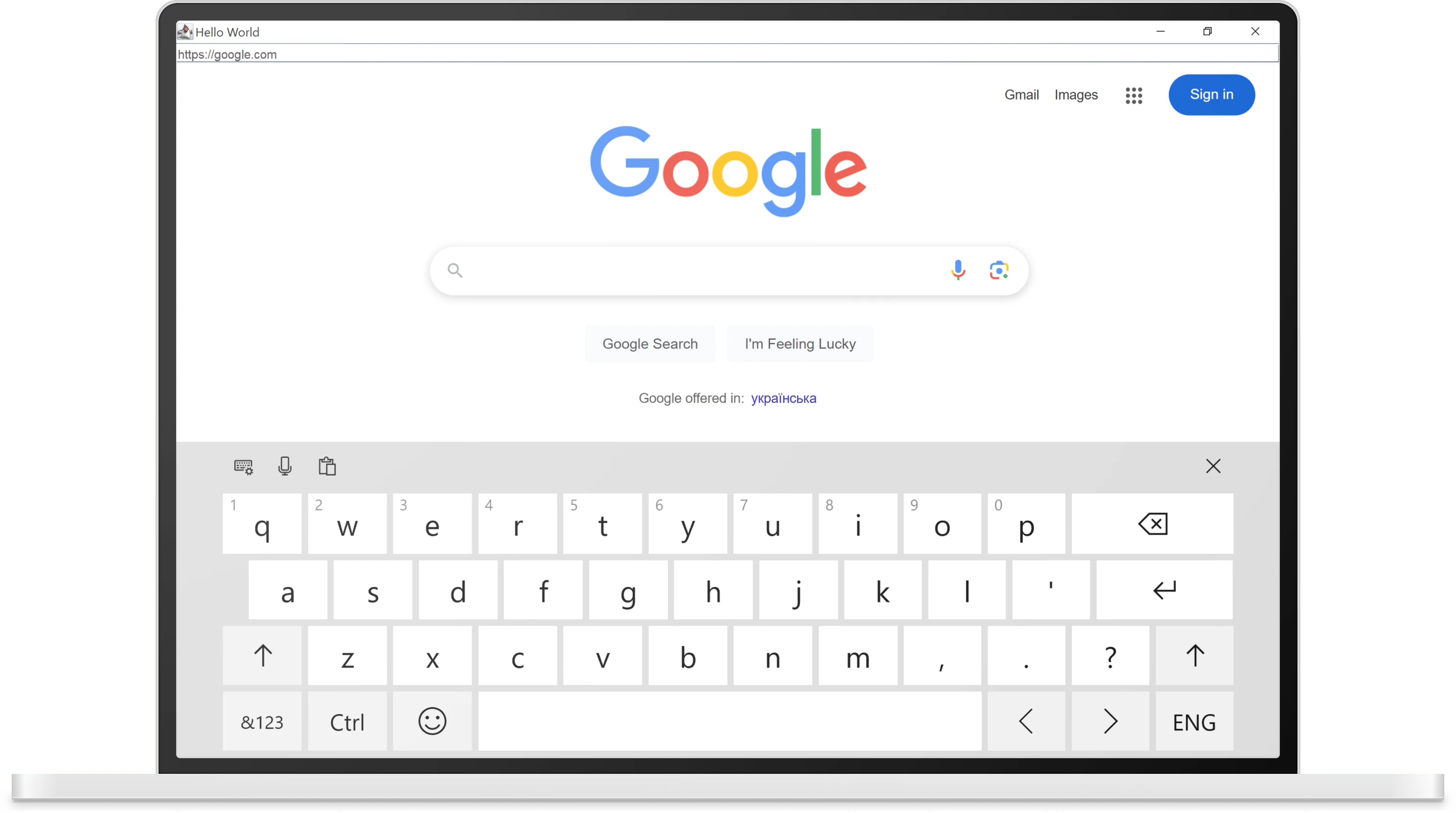 On-screen keyboard on Windows