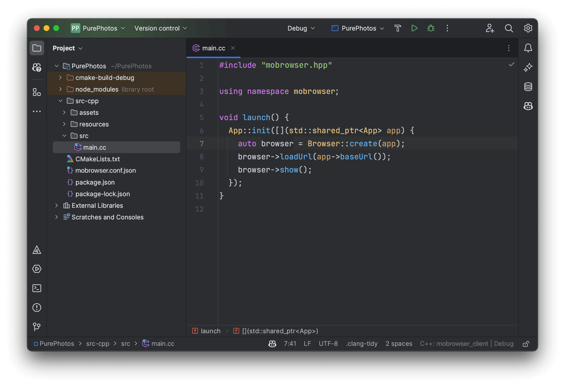 MōBrowser project in CLion