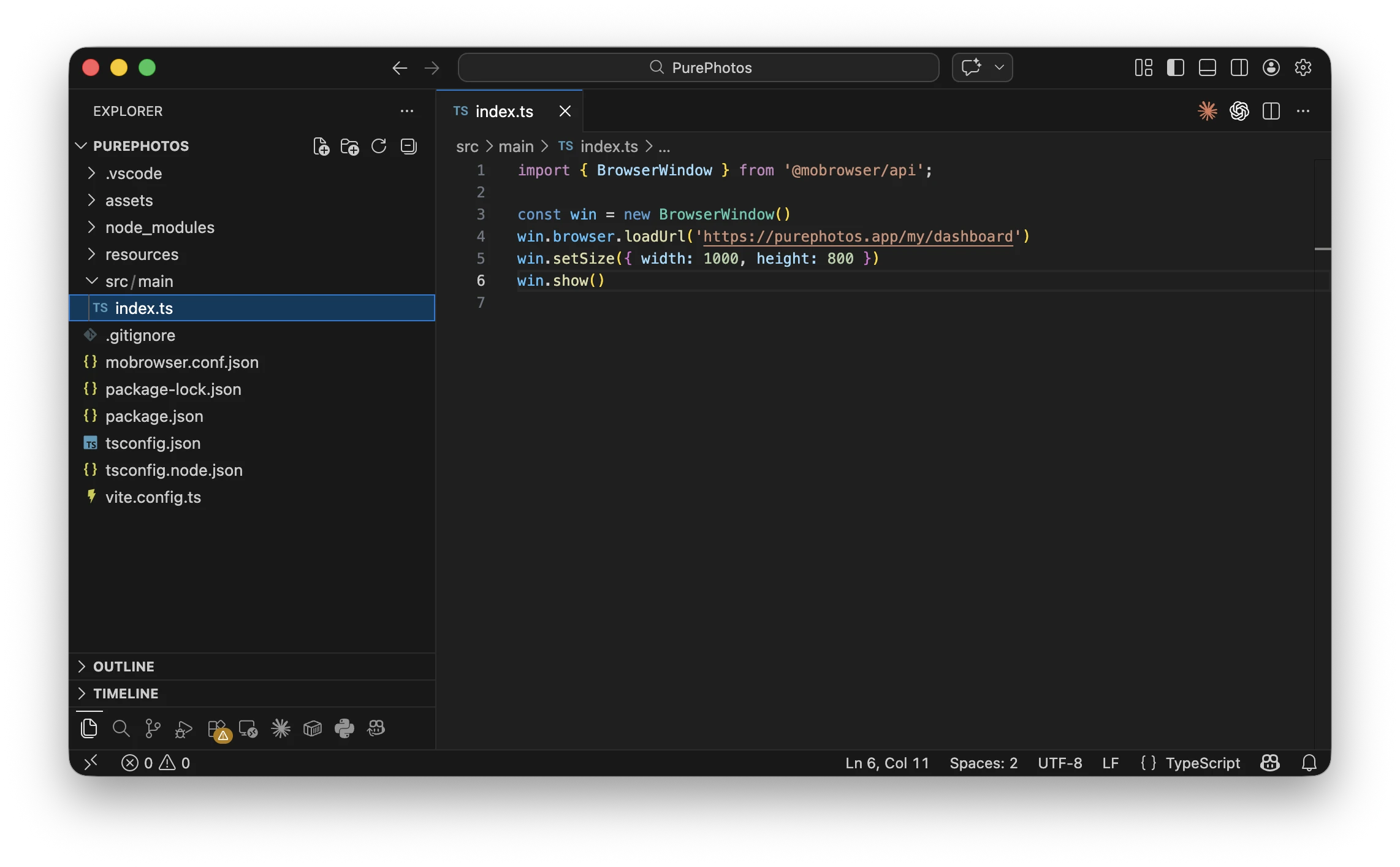 MōBrowser project in Visual Studio Code