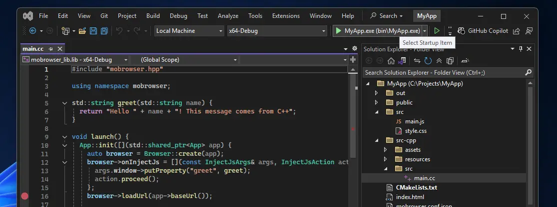 Start debug session