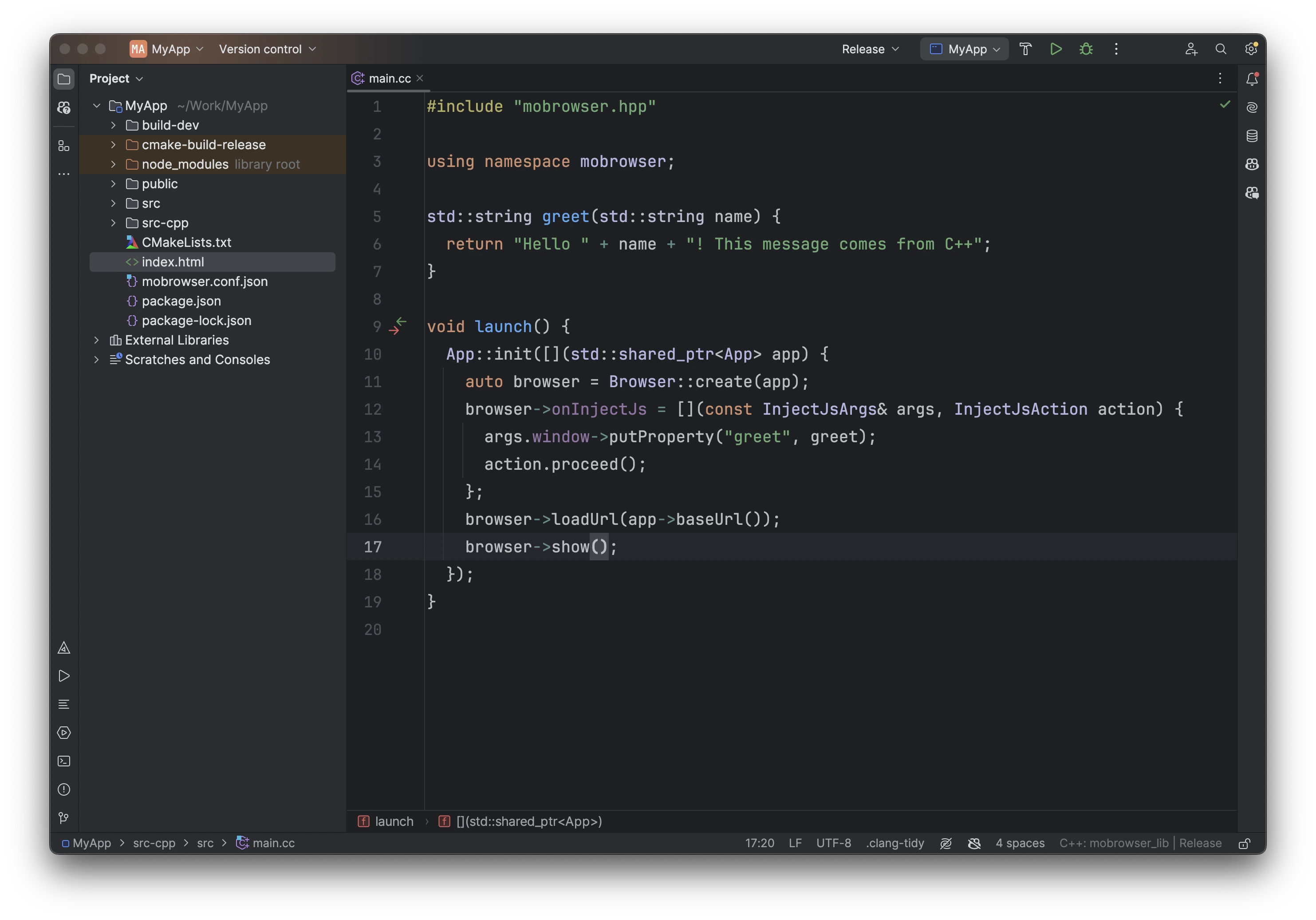 Open CMakeLists.txt in CLion