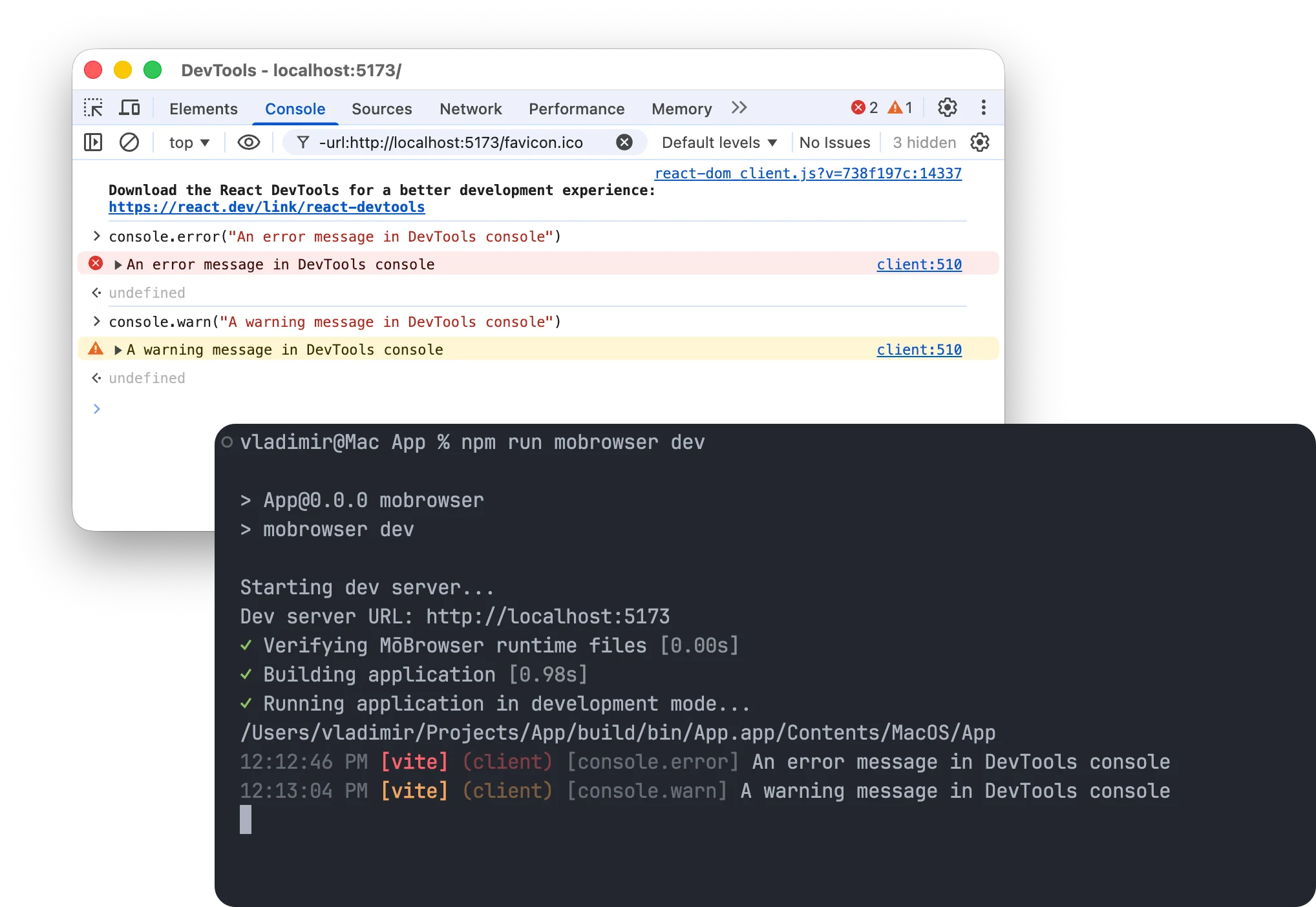 Browser console forwarding