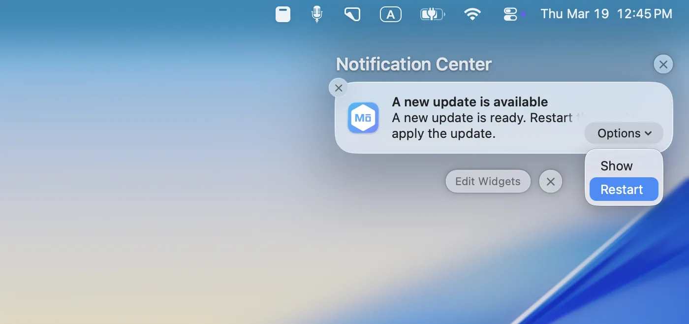 Desktop notification on macOS