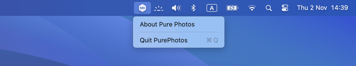 Pure Photos app tray
