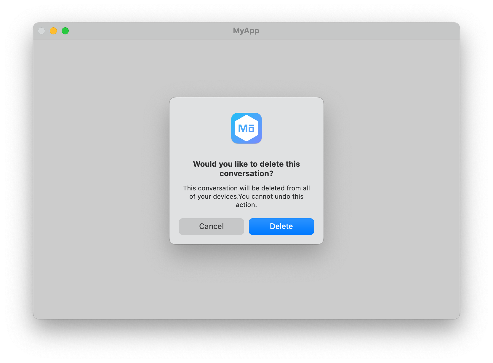 Confirmation message dialog on macOS