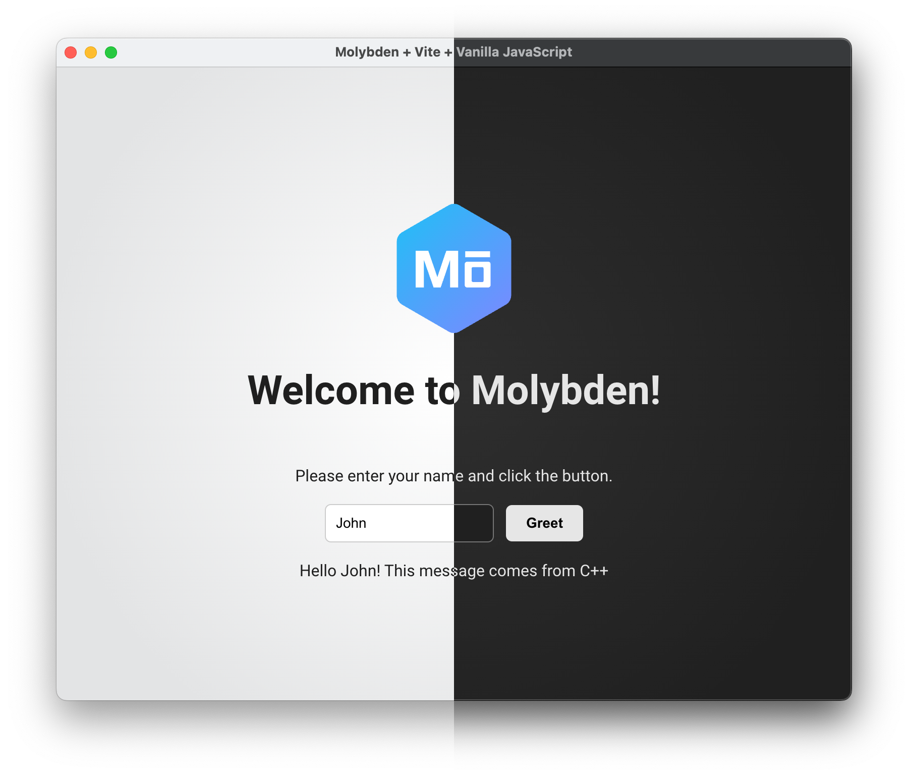 Dark/light mode in Molybden application on macOS